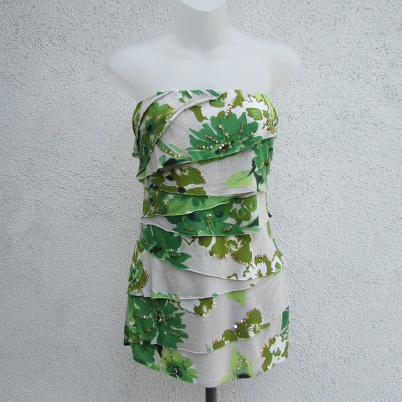 INC multi color gold sequins tube top L - Picture 2 of 7